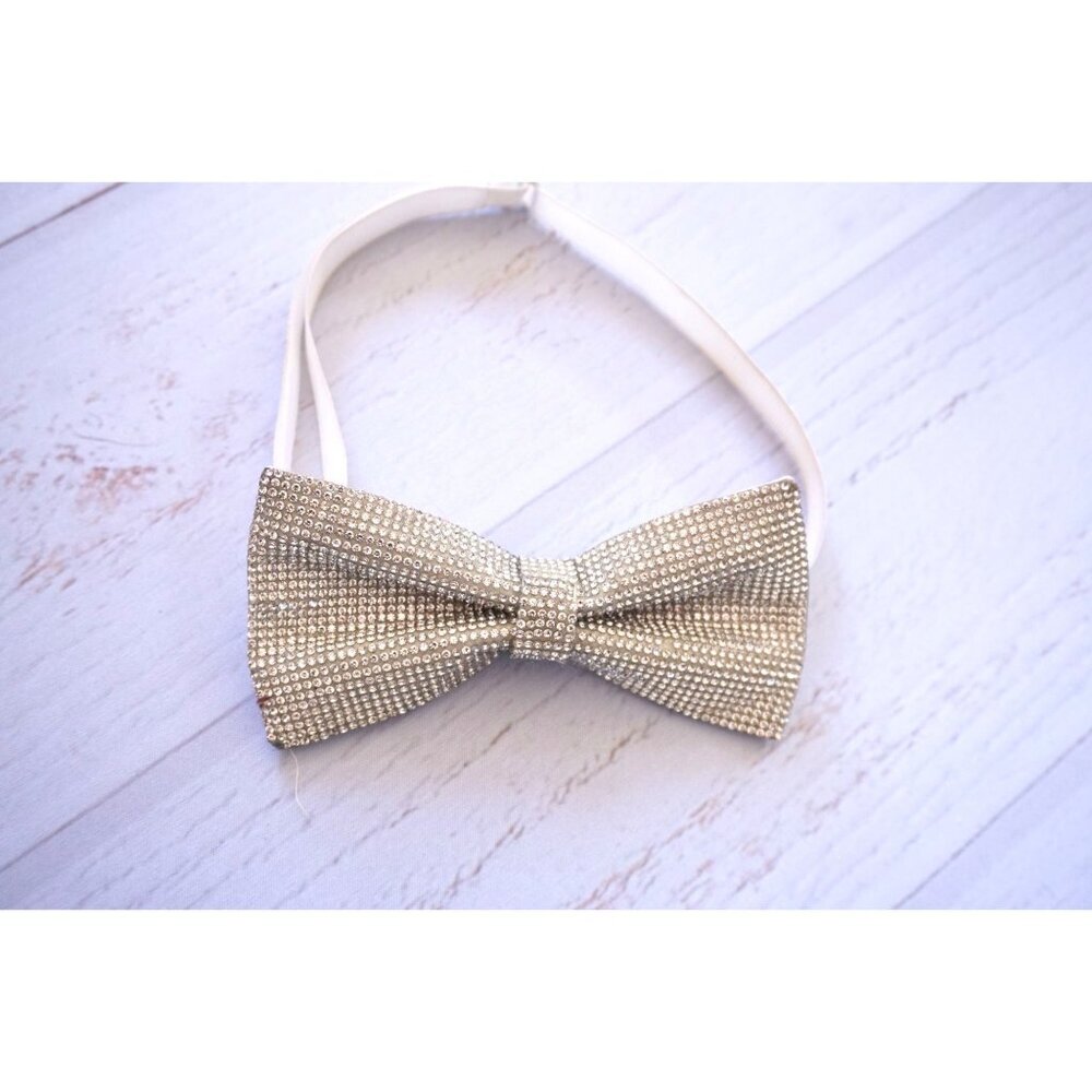 Handmade Silver Pre-Tied Crystal Rhinestones Bow Tie - Picture 2 of 9